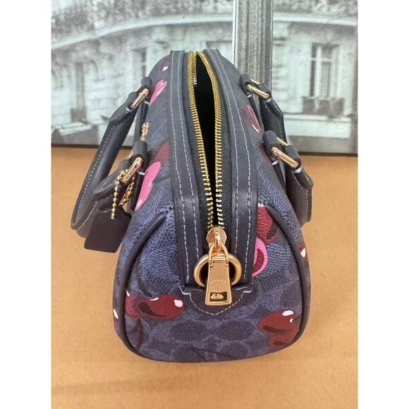 Coach CY741 Mini Rowan Crossbody Bag In Signature Canvas Cherry Print IN DENIM - Picture 2 of 6